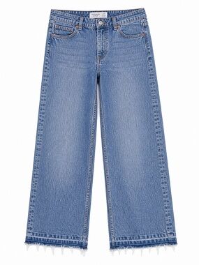 Abercrombie Baggy Low Rise Raw Hem Jeans Curve Love Light Wash 27